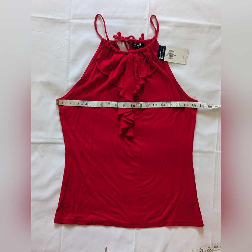 NWT Chaps RED Ruffle Halter Top - Picture 5 of 8